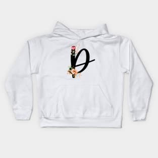 Letter D With Autumn Floral Wreath Kids Hoodie